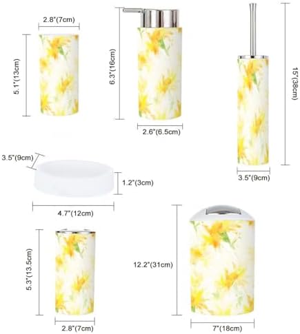 Boho Summer Sunflower Bathroom Accessory Set 6 Piece