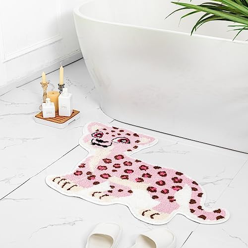Fun Pink Leopard Bath Mat for Bathroom Decor