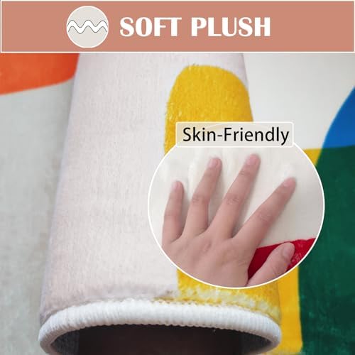 Modern Abstract Bath Mat 16x24 Inch Non Slip Plush Rug for Kids