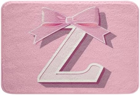 jejeloiu Dreamy Bow Bath Mats for Bathroom Initial Letter Z