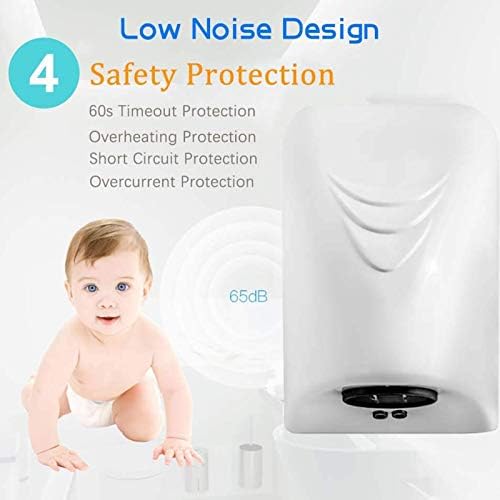 Commercial Touchless Hand Dryer 1250W White ABS Eco-Friendly