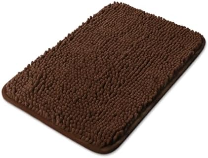 Yeaban 12x18 Bath Rug - Thick Plush Chenille Non-Slip Mat
