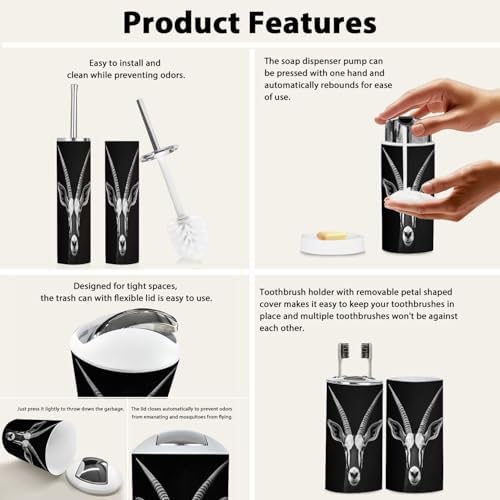 Boho Bathroom Accessory Set 6 Piece Modern