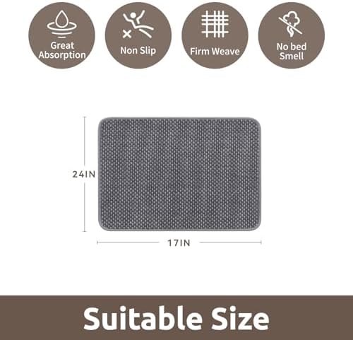 AMOAMI Chenille Bath Mat Quick Dry Non Slip
