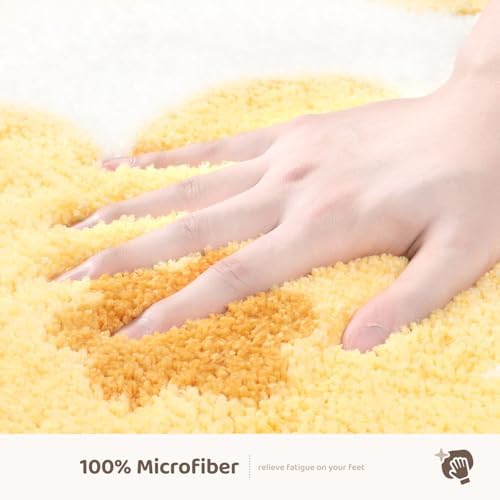 Molesun Floral Bath Mat - Non-Slip Microfiber 16x24 Yellow