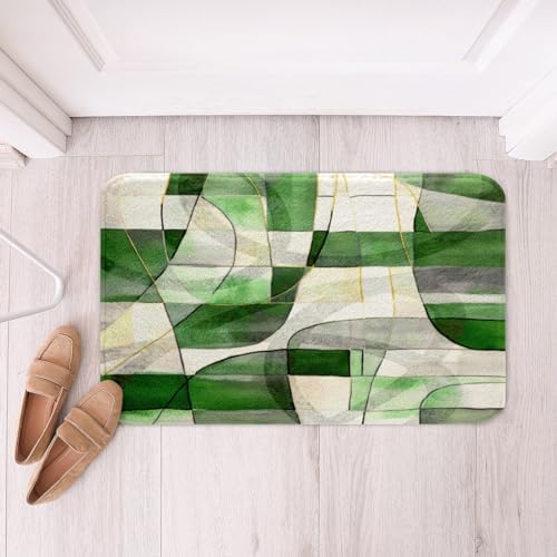Feelyou Geometric Green Marble Bath Rug 20x32 1