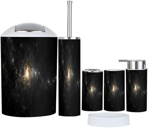 Boho Abstract Fractal Bathroom Accessory Set 6 Piece 1