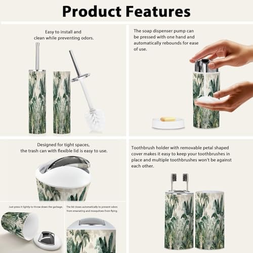 Boho Jungle Bathroom Accessory Set 6 Piece 1