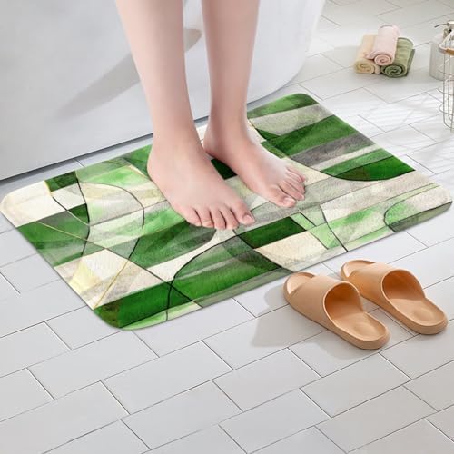 Feelyou Geometric Green Marble Bath Rug 20x32 1