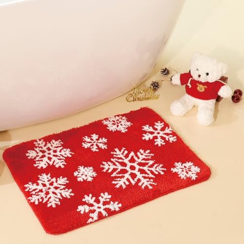 Whoohoohome Christmas Snowflake Bath Mat 32x20 Inches