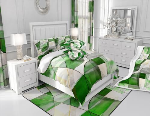 Feelyou Geometric Green Marble Bath Rug 20x32 1