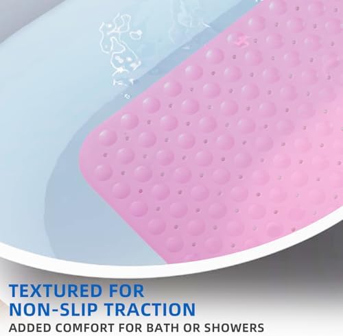 ZHICHENG Non-Slip Bath Mat 39x16 Inch with Suction Cups