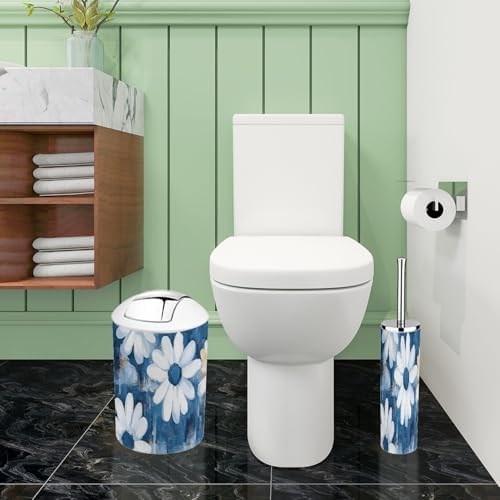 TRANQDEHOM 6 Piece Boho Daisy Flowers Bathroom Accessory Set
