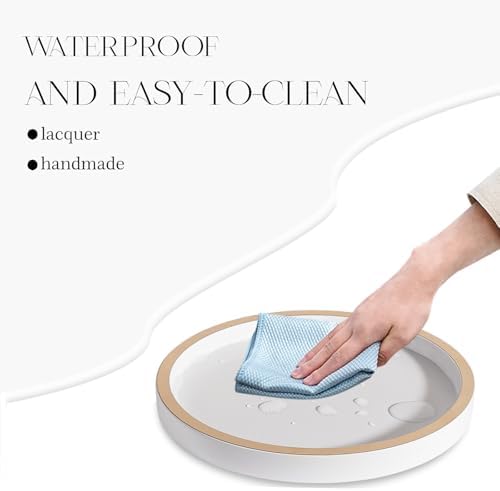 Bathroom Counter Tray 9 Inch White Wooden Decor