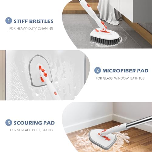 SetSail 3-in-1 Toilet Brush with Holder - 52-inch Adjustable Handle