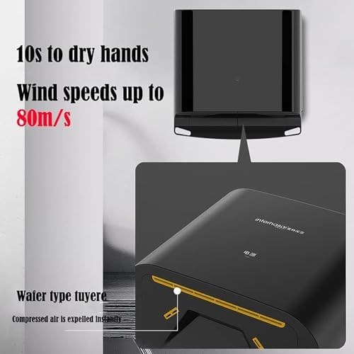 TsoLay 1250W Bathroom Hand Dryer with 80ms Wind Speed and Auto Sensor