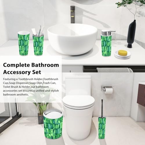 Boho Green Bathroom Accessory Set 6 Piece