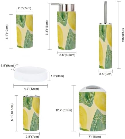 Boho Bathroom Accessory Set 6 Piece Modern Art Plastic