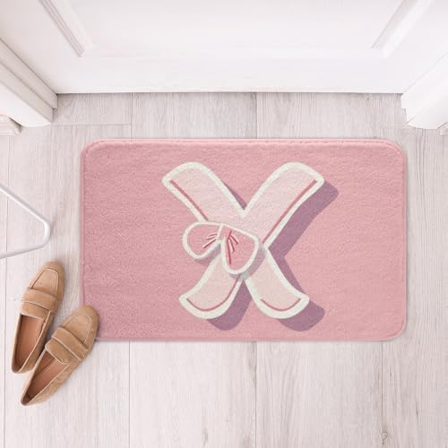 jejeloiu Dreamy Bow Bath Mat 16x24 Kawaii Pink