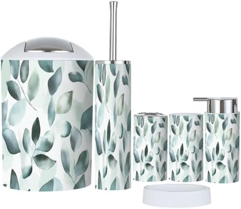 Boho Bathroom Accessory Set 6 Piece Mint Green 1