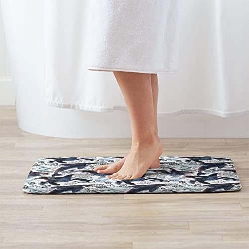 MZERSE Water Absorbent Memory Foam Bath Rug with Whale Design