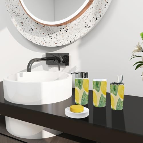Boho Bathroom Accessory Set 6 Piece Modern Art Plastic