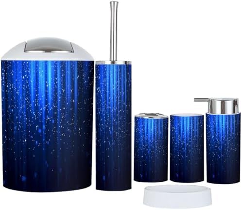 Boho Blue Bathroom Accessory Set 6 Piece
