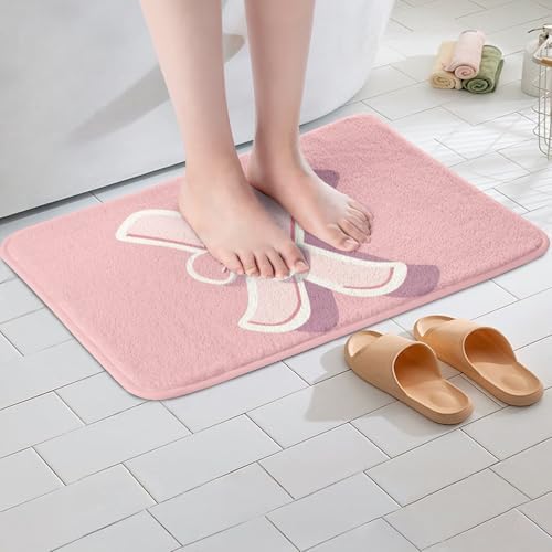 jejeloiu Dreamy Bow Bath Mat 16x24 Kawaii Pink