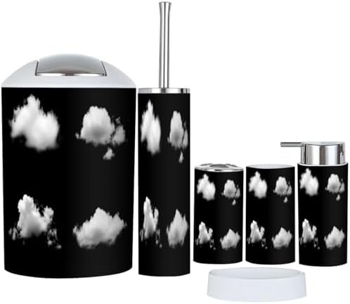 Boho Bathroom Accessories Set 6 Piece Black