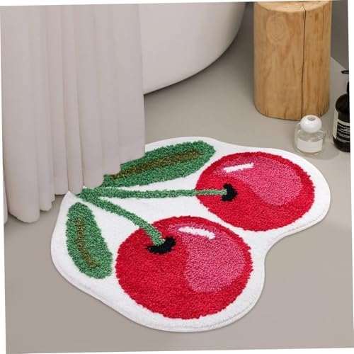 Cherry Bath Mat - Adorable Design Absorbent Safe