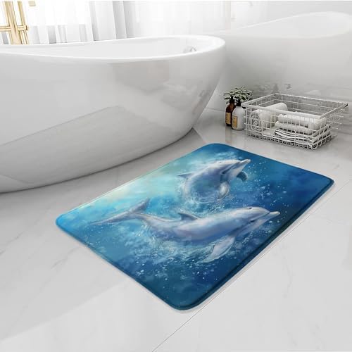 Dolphin Bath Mat Nautical Design 16X24 Inch
