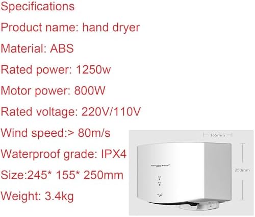 HENGCMM Automatic Hand Dryer Touchless Wall Mount