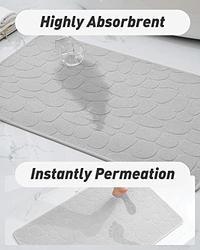 COCOER Super Absorbent Bath Mat with Rubber Backing 16x24 Gray