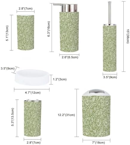 TRANQDEHOM 6-Piece Boho Floral Bathroom Accessory Set