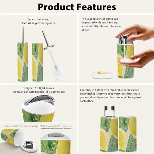 Boho Bathroom Accessory Set 6 Piece Modern Art Plastic