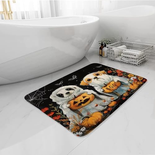 Halloween Bath Mat Scary Pumpkin Ghost Memory Foam 16X24 Inch