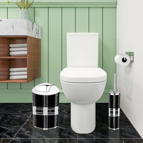Boho Textured Plaid Bathroom Accessory Set 6 Piece