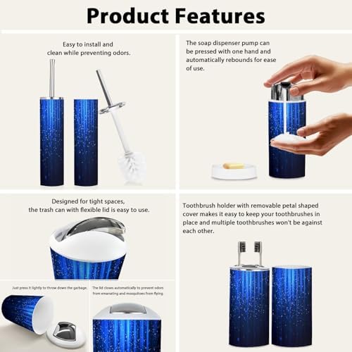 Boho Blue Bathroom Accessory Set 6 Piece