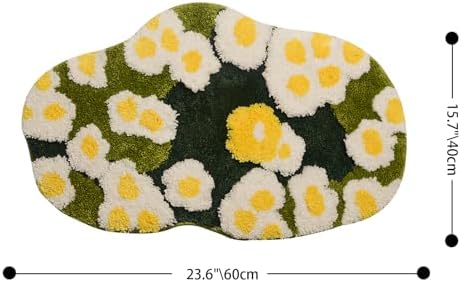 USTIDE Cute Green Floral Bath Mat 157x236 Inches