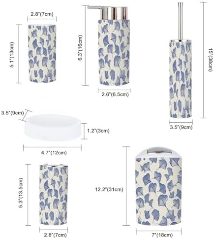Boho Ginkgo Leaf 6-Piece Bathroom Accessory Set