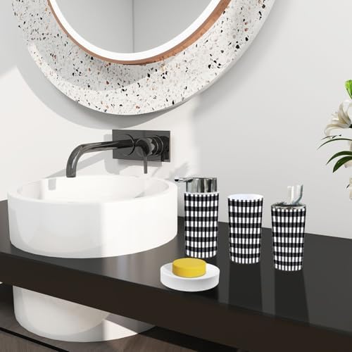 Boho Plaid Scottish Pattern 6-Piece Bathroom Accessory Set