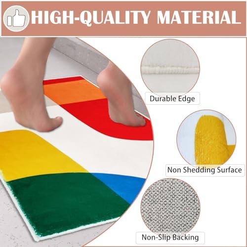 Modern Abstract Bath Mat 16x24 Inch Non Slip Plush Rug for Kids