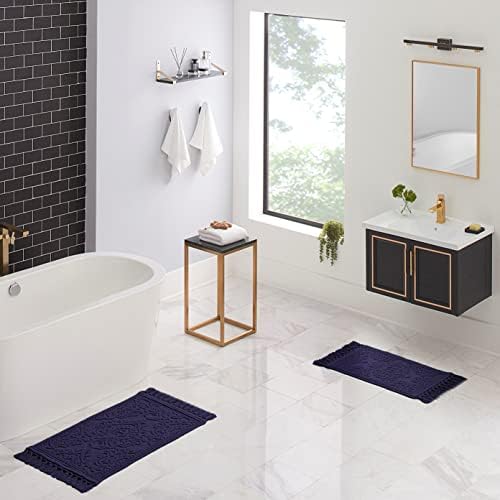 Jean Pierre Ricardo Bath Mats Set of 2 Indigo 17x31 21x41