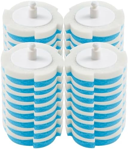 Disposable Toilet Brush Refills 32 Pcs - Compact Blue Scrubber Heads