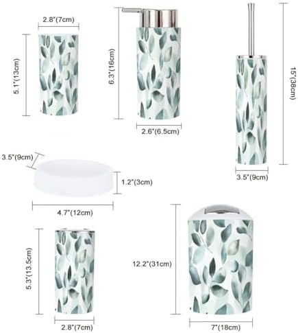 Boho Bathroom Accessory Set 6 Piece Mint Green 1