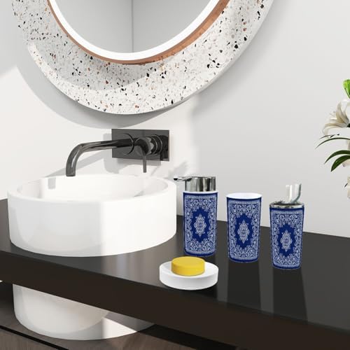 TRANQDEHOM 6-Piece Boho Blue Bathroom Accessory Set