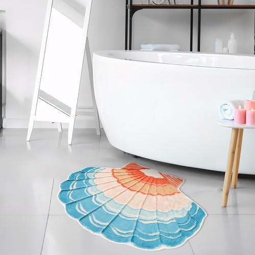 FEBSNOW Seashell Bath Rug with Non-Slip Backing 1