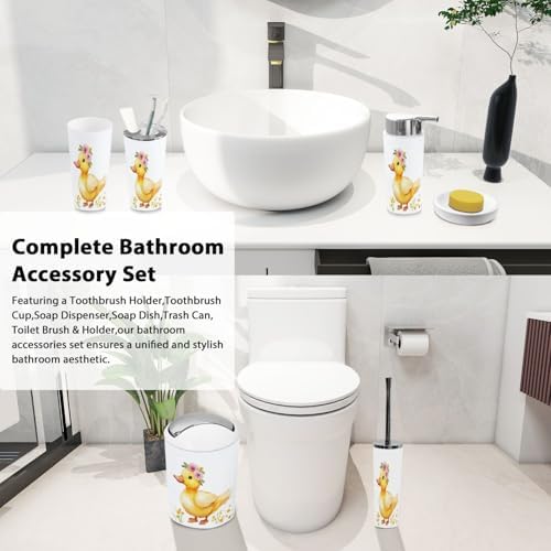 Boho 6-Piece Bathroom Accessory Set with Floral Wreath
