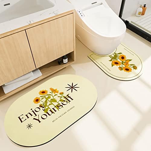 UKELER Sunflower 2-Piece Bath Rug Set