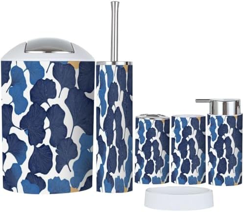 Boho Ginkgo Leaf Bathroom Accessory Set 6 Piece